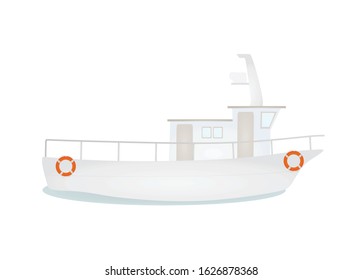 White fishing boat. vector illustration