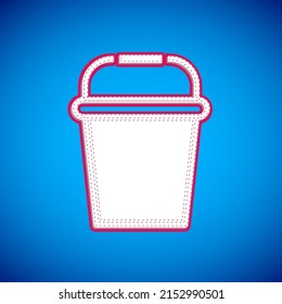 White Fishing bucket icon isolated on blue background. Fish in a bucket.  Vector