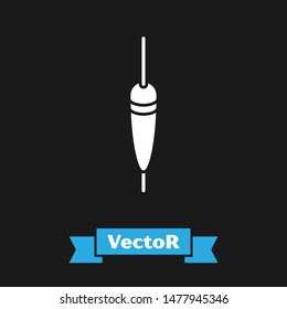 White Fishing float icon isolated on black background. Fishing tackle.  Vector Illustration