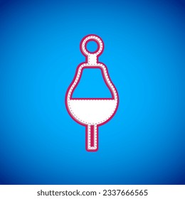 White Fishing float icon isolated on blue background. Fishing tackle.  Vector