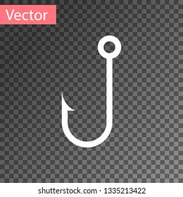 White Fishing hook icon isolated on transparent background. Vector Illustration