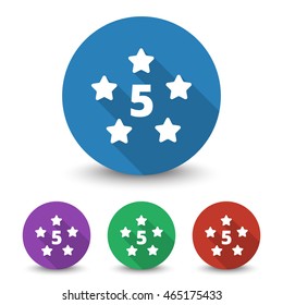 White Five Star icon in different colors set
