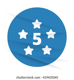 White Five Star icon label on wrinkled paper