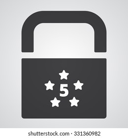 White Five Star icon on black pad lock
