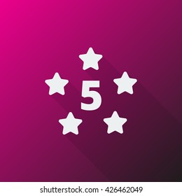 White Five Star icon on pink background