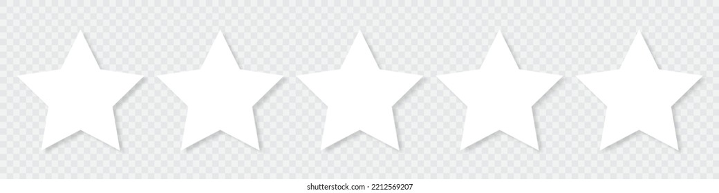 White five stars quality rating icons. 5 stars icon. Five star sign. Rating symbol. Vector illustration