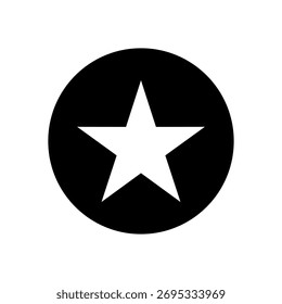 Uma estrela branca de cinco pontas dentro de um círculo preto sobre um fundo branco
