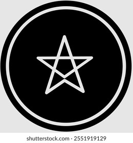 A white, five-pointed star within a thick, circular frame.