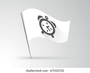 White flag with black alarm clock