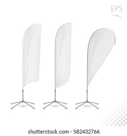 White Flag Blank Expo Banner Stand. Trade show expo booth Template mock up for your expo design.
