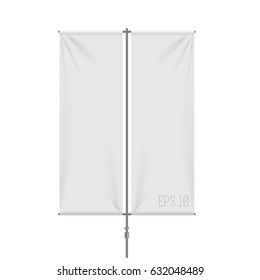 White Flag Blank Expo Banner Stand. Trade Show Expo Booth Template For Your Expo Design.
