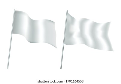 White flag blank template.Vector flag mockup