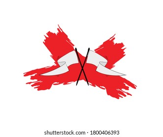 pincel de bandera blanca en fondo blanco en ilustración vectorial