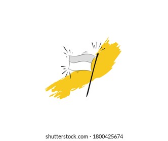 pincel de bandera blanca en fondo blanco en ilustración vectorial