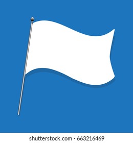  White Flag, Capitulate Illustration On Blue Background. : Idea Wave The White Flag.