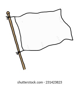 white flag / cartoon vector and illustration, hand drawn style, isolated on white background.