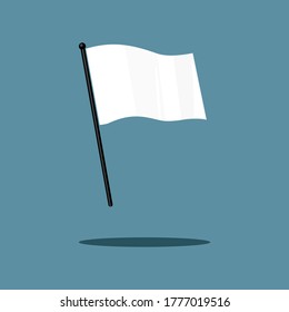 White flag. Clean horizontal waving flag isolated on background. Vector illustration