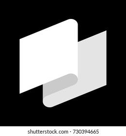 White flag defeat symbol. White tape. Vector illustration
