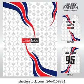 White flag floral fabric pattern design, illustration, textile background for sports t-shirt, football jersey shirt mockup for football club. consistent front view