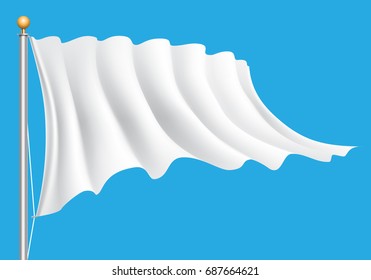White flag flying on blue background vector illustration.