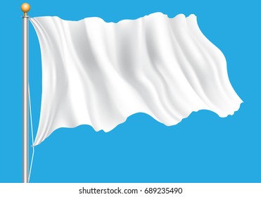White flag flying on blue background vector illustration.