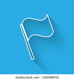 White Flag icon isolated with long shadow. Vector Illustration