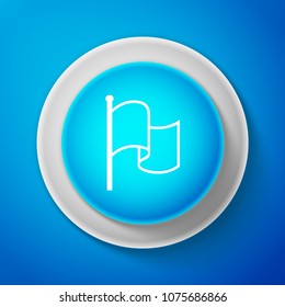 White Flag icon isolated on blue background. Circle blue button with white line. Vector Illustration