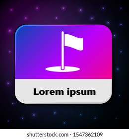 White Flag icon isolated on black background. Location marker symbol. Rectangle color button. Vector Illustration