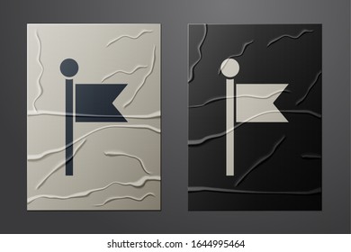 Icono de Indicador blanco aislado en fondo de papel desmitificado. Símbolo de marcador de posición. Estilo de arte de papel.  Ilustración vectorial