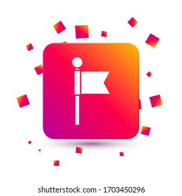 White Flag icon isolated on white background. Location marker symbol. Square color button. Vector Illustration