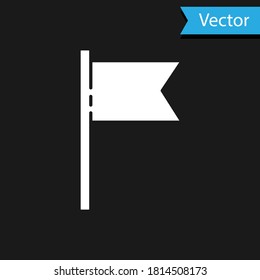 White Flag icon isolated on black background. Location marker symbol. Vector.