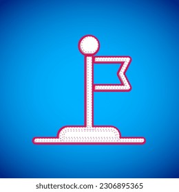 White Flag icon isolated on blue background. Victory, winning and conquer adversity concept.  Vector