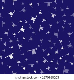 White Flag icon isolated seamless pattern on blue background. Location marker symbol.  Vector Illustration