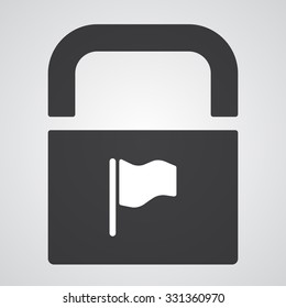 White Flag icon on black pad lock