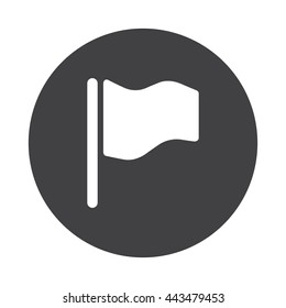 White Flag icon on black button isolated on white