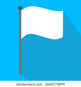 White flag icon on blue background.