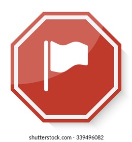 White Flag icon on red stop sign web app