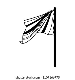 White flag isolated in black and white