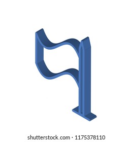 White flag isometric left top view 3D icon