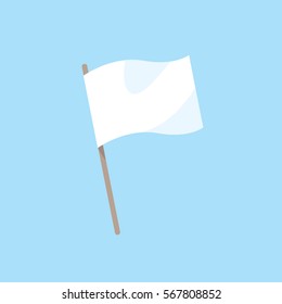 White flag on blue sky. Vector illustration