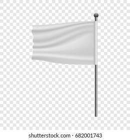 White flag on flagpole mockup. Realistic illustration of white flag on flagpole vector mockup for web