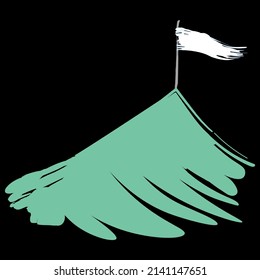 weiße Flagge auf dem Hügel, Vektorgrafik