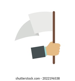 White flag protest icon. Flat illustration of white flag protest vector icon isolated on white background