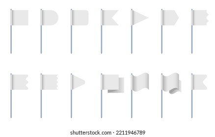 White flag shape mockup blank abstract isolated set. Vector graphic design illustration