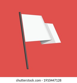 White Flag Of Surrender, Blank Flag. Flat Style Vector Illustration. Surrender Concept.