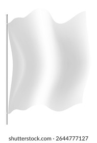 White flag waving on a metallic flagpole, perfect for customizations, ideal for communication projects related to peace, surrender or neutrality
