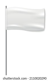 White flag waving. Realistic ad banner mockup
