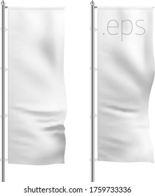 White Flags Blank Expo Banner Stand. Trade Show Expo Booth Template For Your Expo Design.
