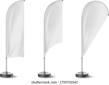 White Flags Blank Expo Banner Stand.