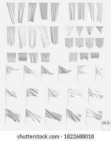 White flags and pennants set.